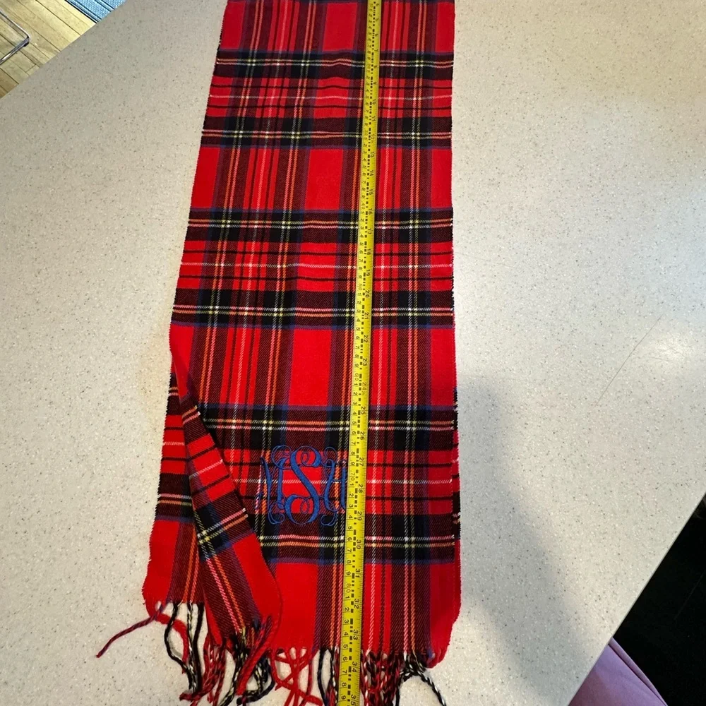 Michigan State University Embroidered 100% Cashmere Tartan Red & Black Scarf